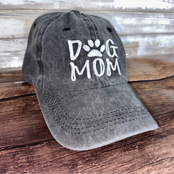 🆕 DOG MOM Embroidery Baseball Cap Washed Distressed Hat Velcro Adjustable Gift - Picture 2 of 8